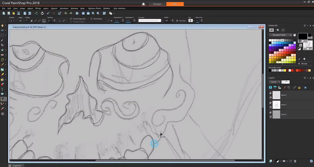 1024x546 outlining with the pen tool - Paint Shop Pro Drawing