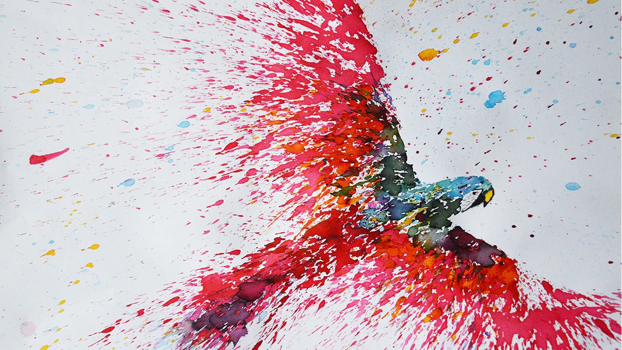 1280x720 parrot splatter art speed drawing - Paint Splatter Drawing.