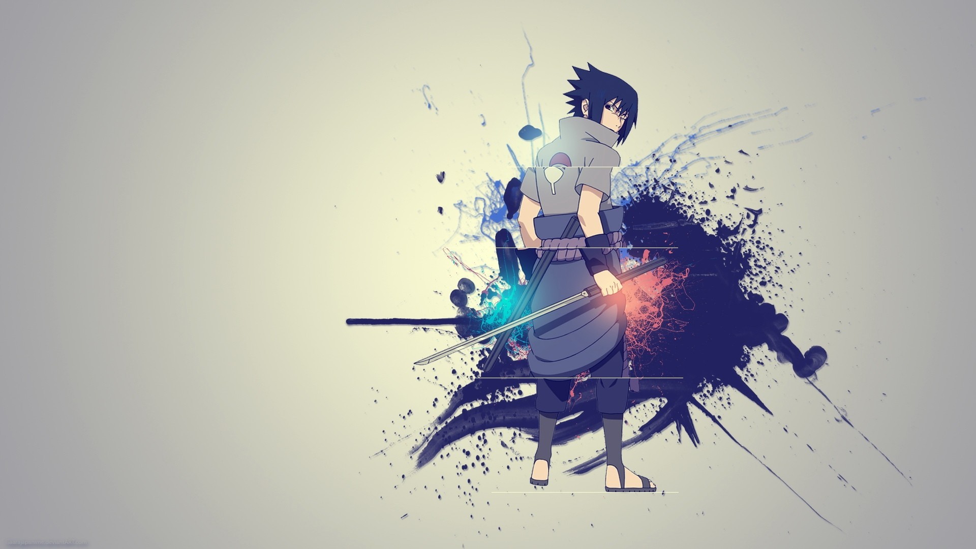 1920x1080 Wallpaper Drawing, Illustration, Blue, Graphic Design, Naruto - Paint Splatter Drawing