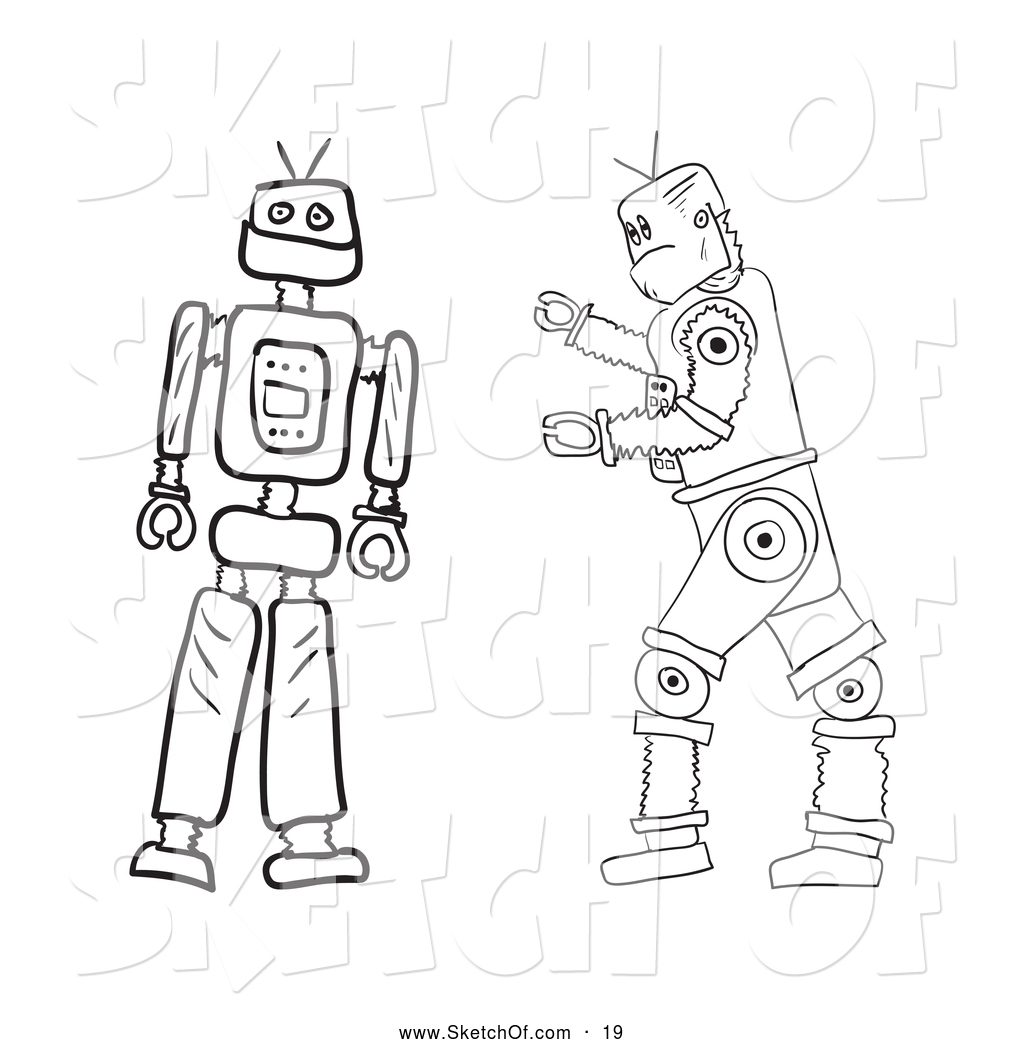 1024x1044 drawing of a pair of robot drawings - Pair Drawing