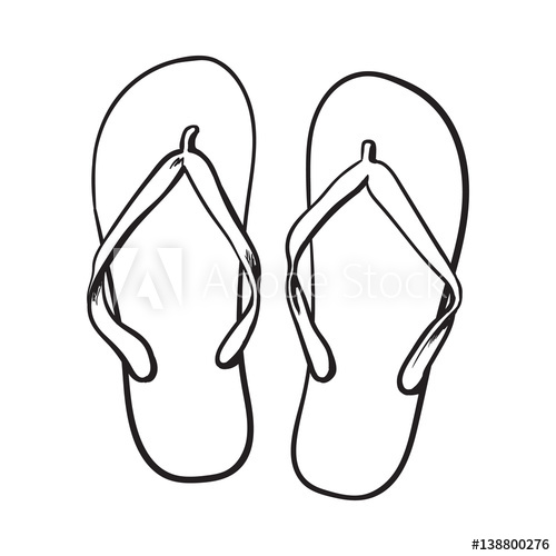 500x500 pair of flip flops, summer time vacation attribute, slippers - Pair Of Shoes Drawing