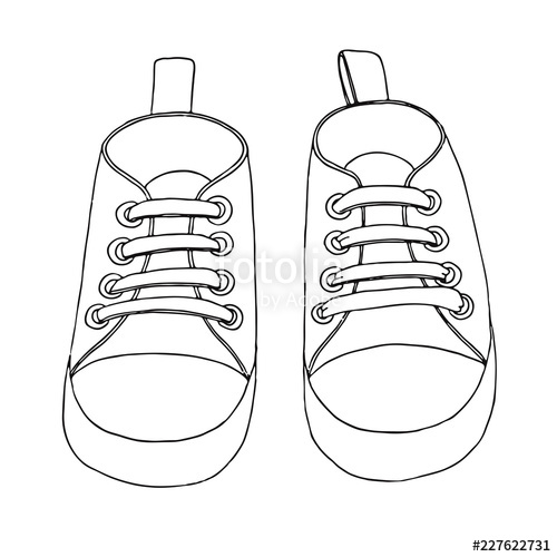 500x500 sketch of sneakers for a baby a pair of shoes isolated on a white - Pair Of Shoes Drawing
