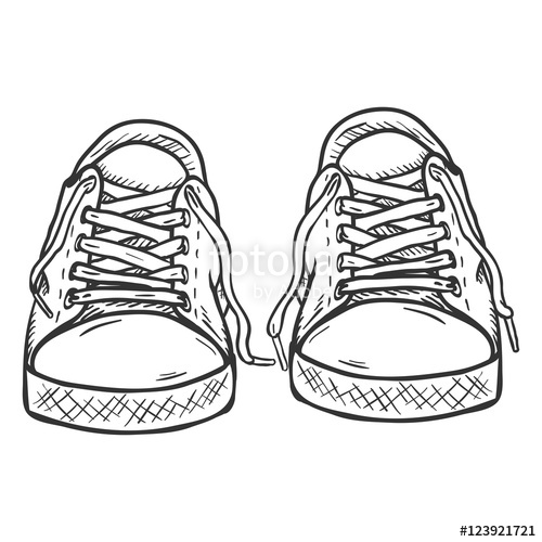 500x500 vector sketch illustration - Pair Of Shoes Drawing