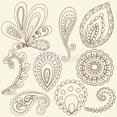 380x380 henna doodle paisley design elements crosses - Paisley Design Drawing