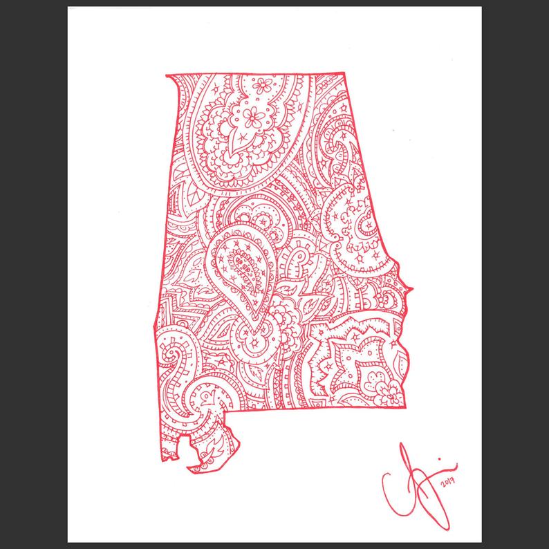 794x794 paisley state drawing alabama etsy - Paisley Drawing