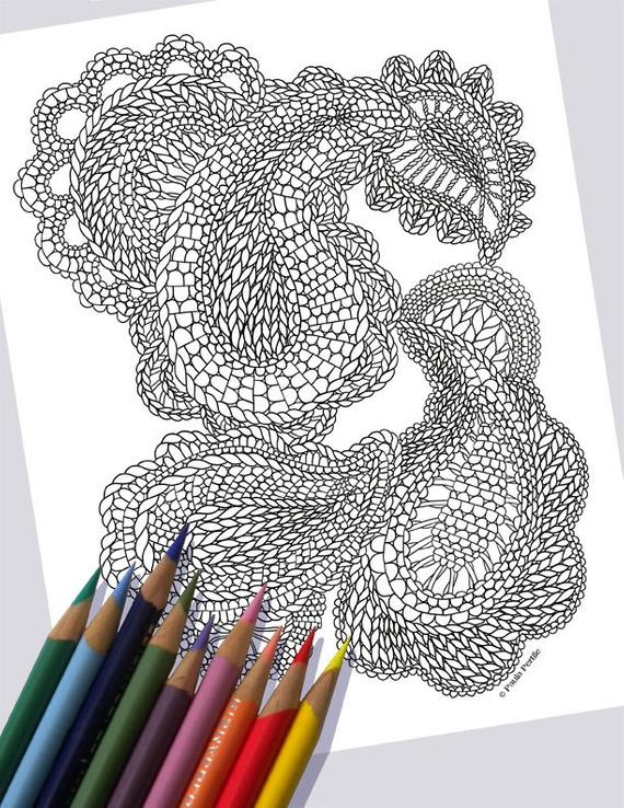 570x738 Fancy Paisley Coloring - Paisley Line Drawing