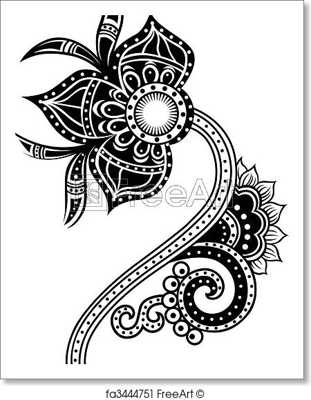 450x580 Free Art Print Of Paisley Flower Illustration Freeart - Paisley Line Drawing