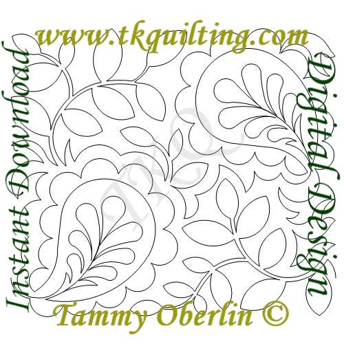 500x500 Paisley Feathers Tk Quilting Design Ii - Paisley Line Drawing