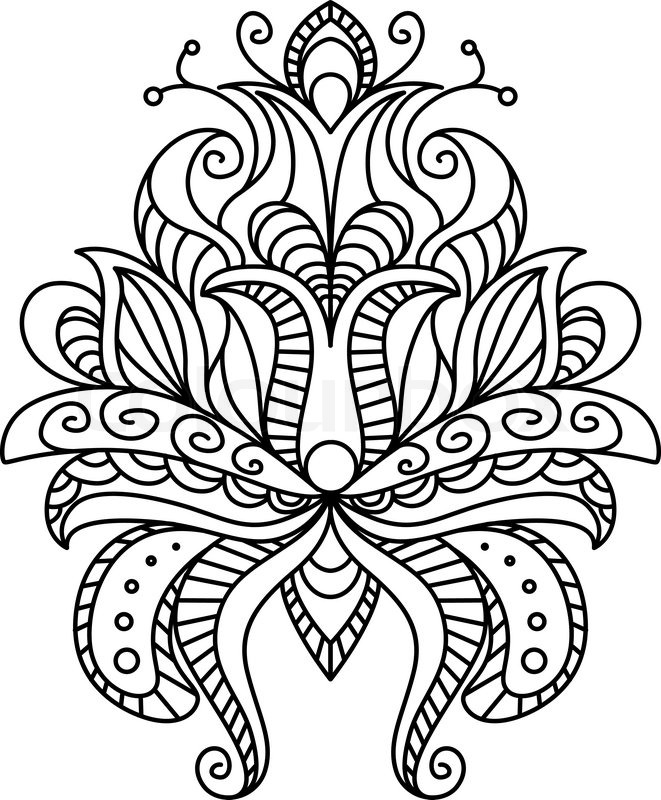 661x800 Ornate Paisley Floral Element In A Stock Vector Colourbox - Paisley Line Drawing