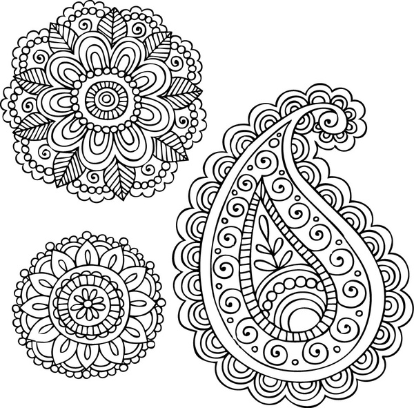 600x591 Paisley Drawing Free Download - Paisley Line Drawing