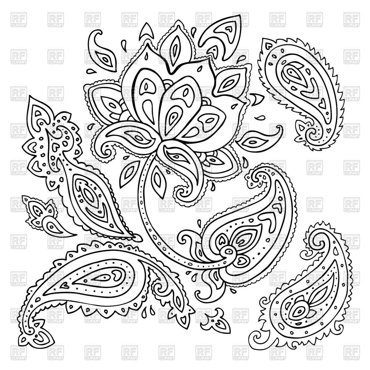 Paisley Line Drawing at PaintingValley.com | Explore collection of ...