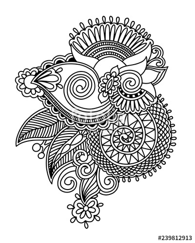 400x500 Henna Paisley Flower Design, Hand Drawing Decoratio Stock Image - Paisley Line Drawing