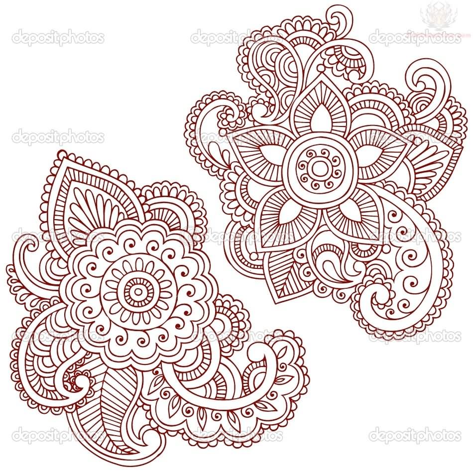 950x950 henna flower paisley pattern tattoo design - Paisley Pattern Drawing