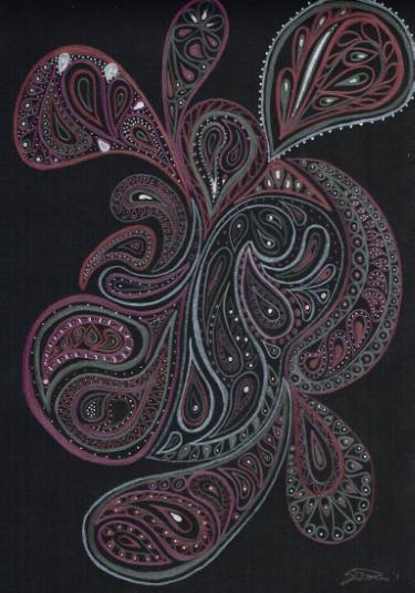 375x535 paisley pattern red drawing - Paisley Pattern Drawing