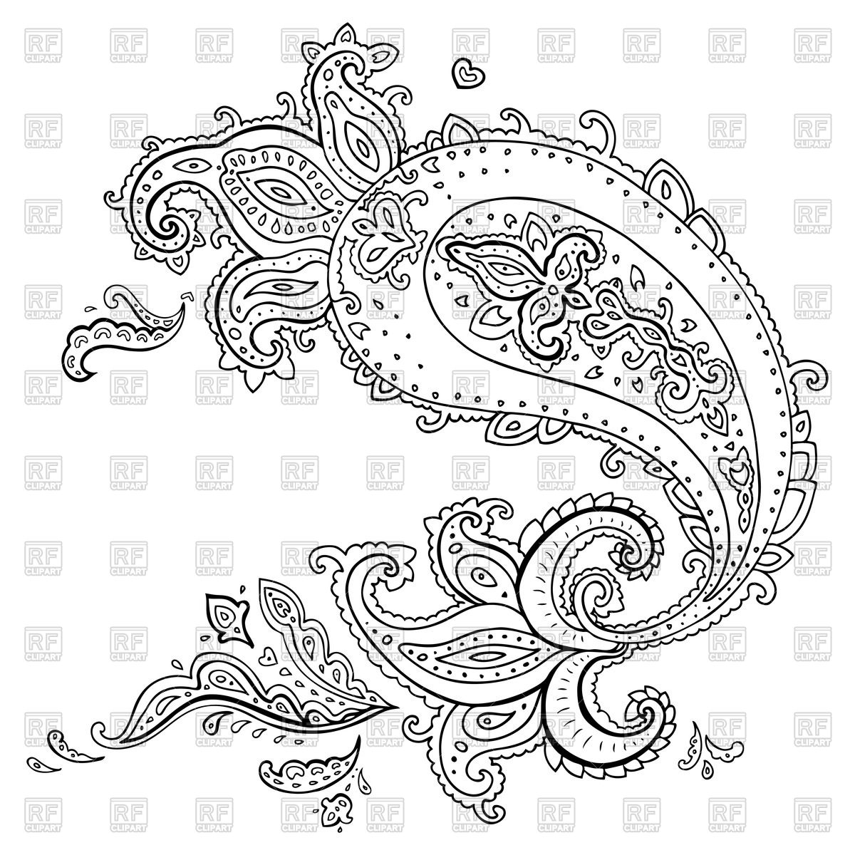 1200x1200 paisley design element - Paisley Pattern Drawing