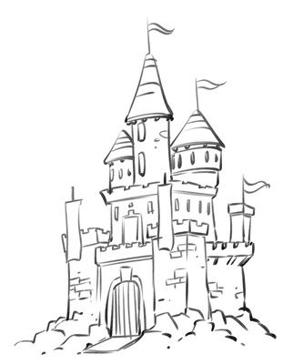 333x400 castle coloring pages, cartoon disney palace drawing just free - Palace Drawing