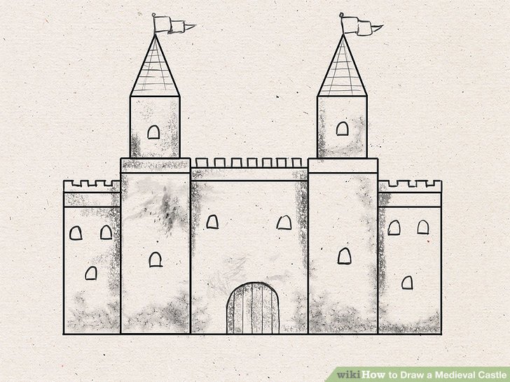 728x546 How To Draw A Medieval Castle Steps - Palace Drawing