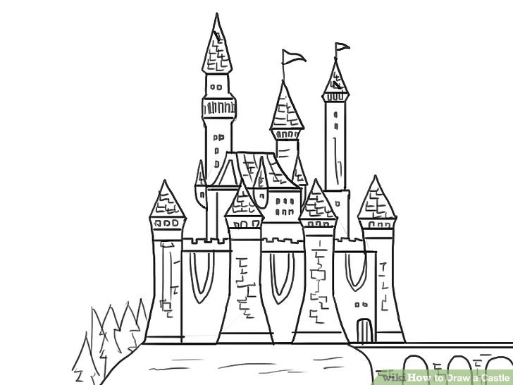 728x546 ways to draw a castle - Palace Drawing