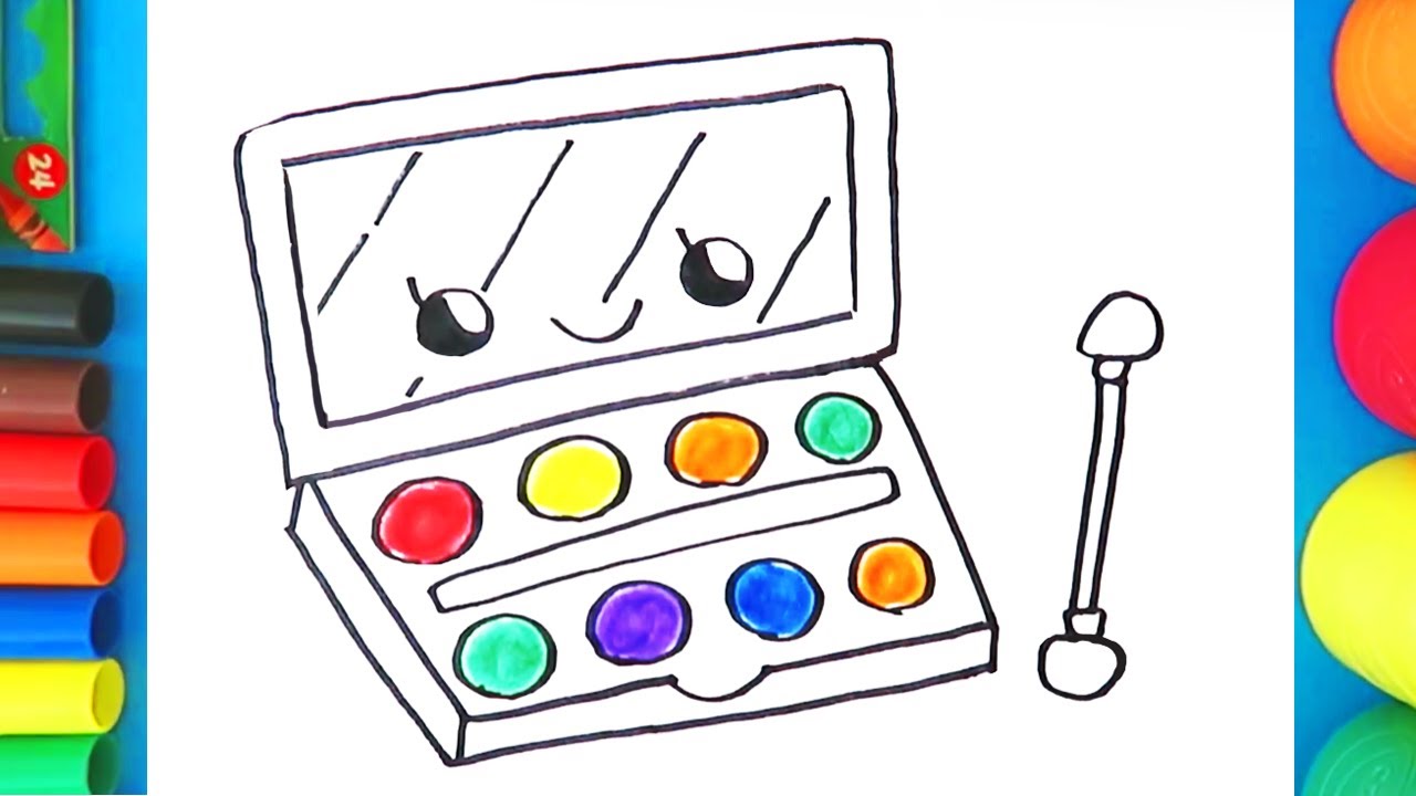 1280x720 How To Draw An Eyeshadow Makeup Palette - Palette Drawing