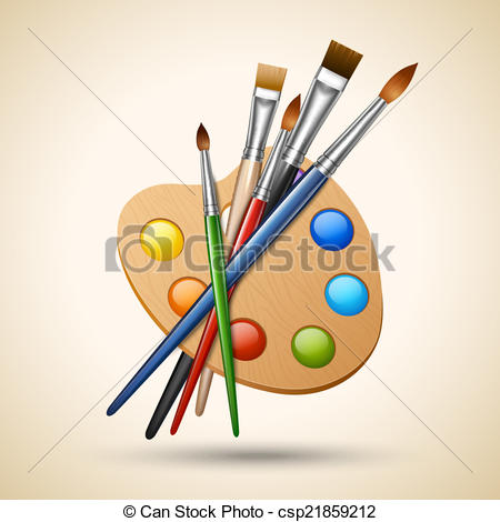450x470 Palette With Paint Brushes Art Color Palette With Paintbrush - Palette Drawing