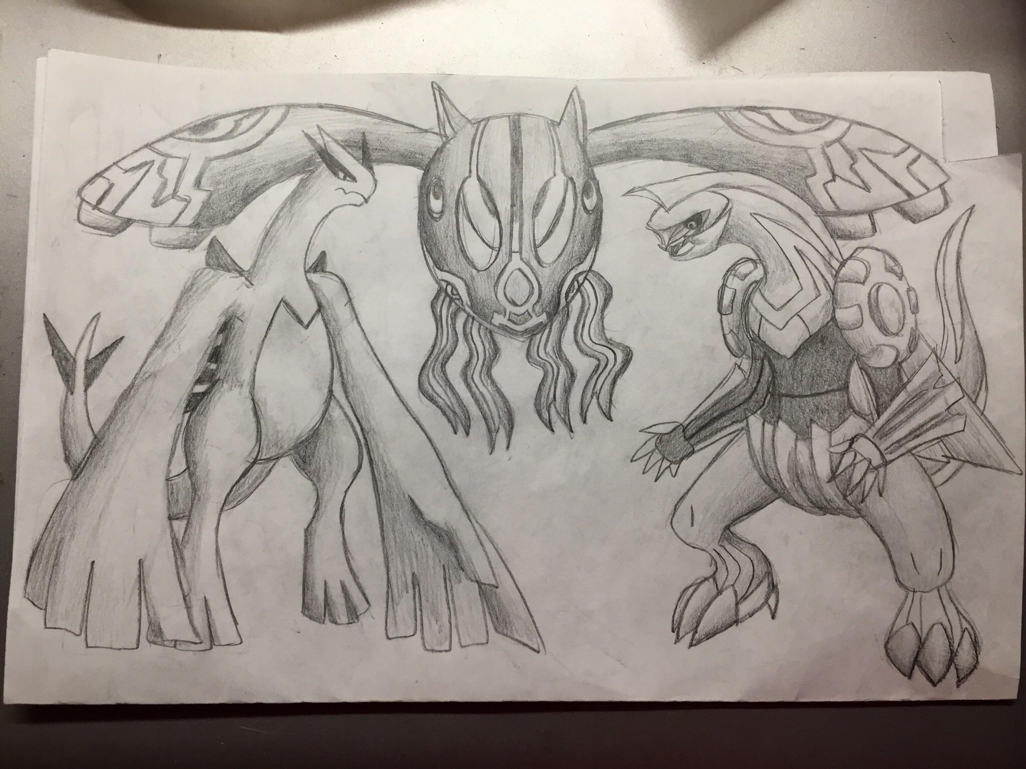 2048x1536 Oc Lugia, Kyogre, And Palkia Black And White Drawing Pokemon - Palkia Drawing