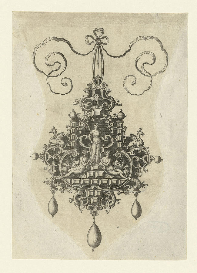 650x900 pendant with in the middle a peace goddess with palm branch - Palm Branch Drawing