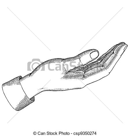 450x470 The Hand With Open Palm Gesture - Palm Hand Drawing