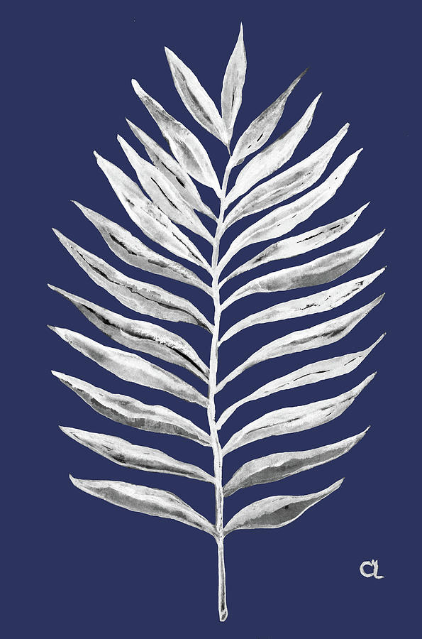 595x900 palm leaf navi blue drawing - Palm Leaf Drawing