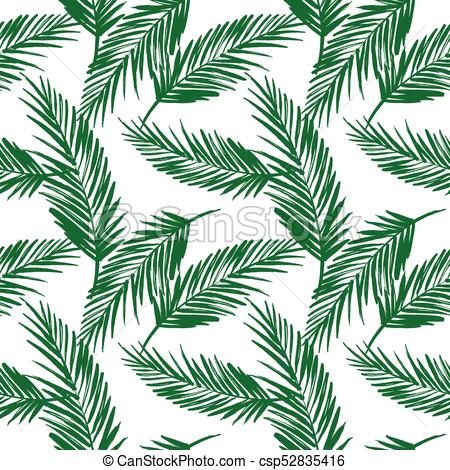450x470 seamless exotic pattern with palm leaves vector hand draw - Palm Leaf Drawing