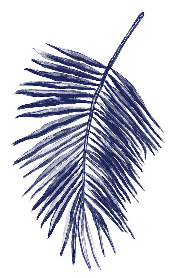 630x900 blue palm leaf painting drawing - Palm Leaf Drawing