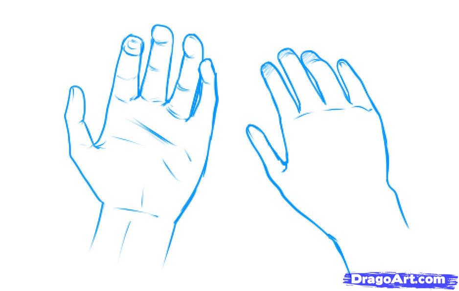 938x596 How To Draw Holding Hands, Step - Palm Of Hand Drawing