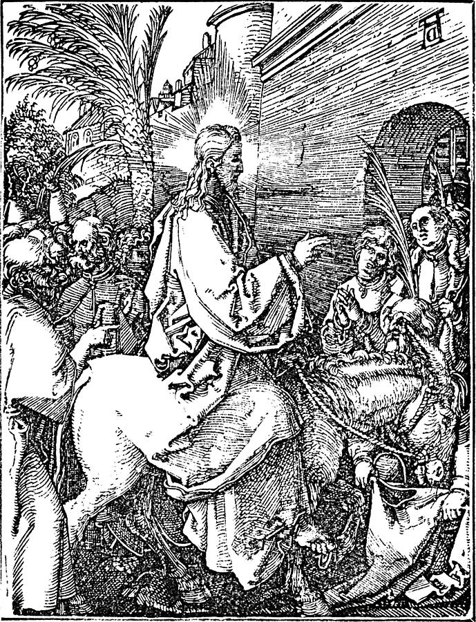 689x900 jesus on the donkey palm sunday etching drawing - Palm Sunday Drawings