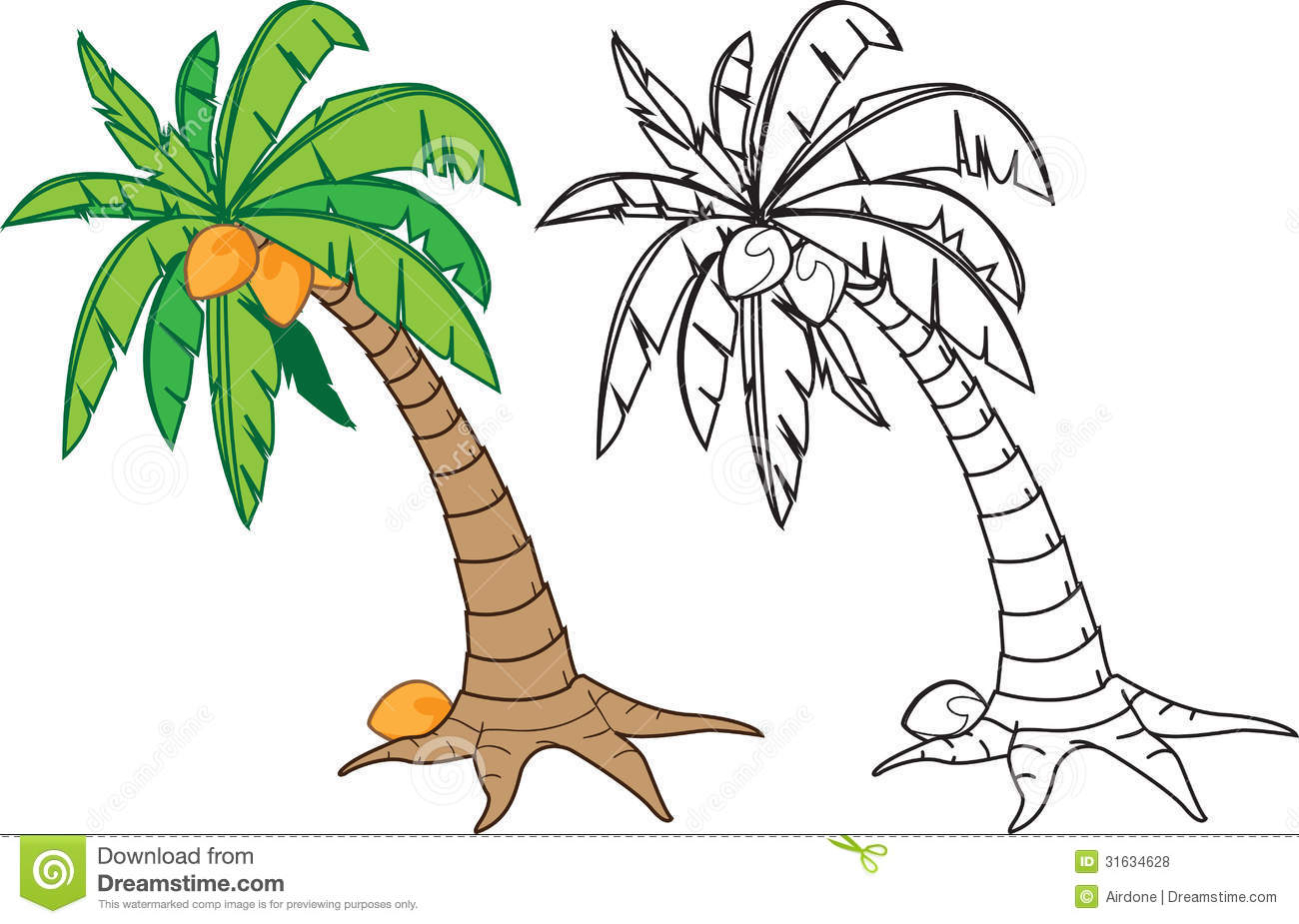 1300x925 How To Draw A Cartoon Palm Tree Free - Palm Tree Cartoon Drawing