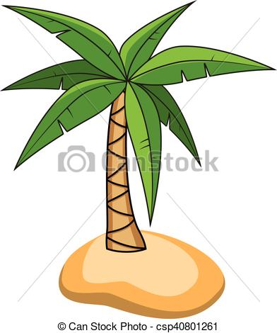 392x470 vector cartoon of palm tree on a small island for travel backgrounds - Palm Tree Cartoon Drawing