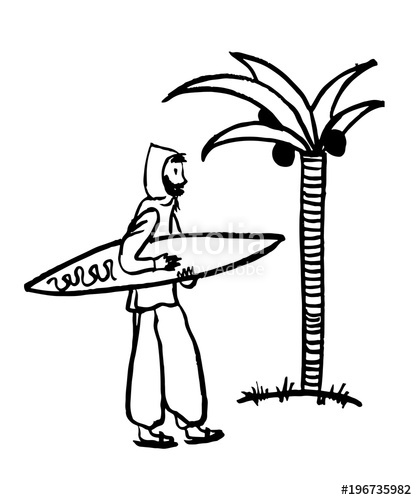 417x500 Picture Of A Comic Cartoon Drawing Of A Young Hipster Man - Palm Tree Cartoon Drawing