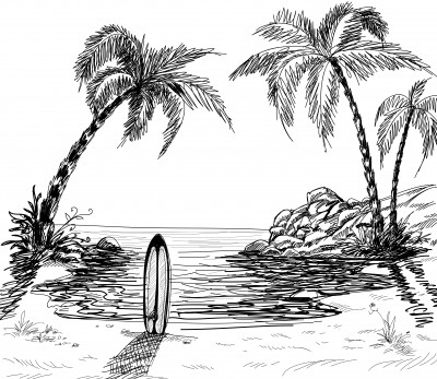 400x347 Palm Tree Drawings - Palm Tree Drawing Outline