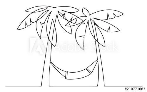 500x313 Continuous Line Drawing Of Palm Trees And Hammock - Palm Tree Line Drawing