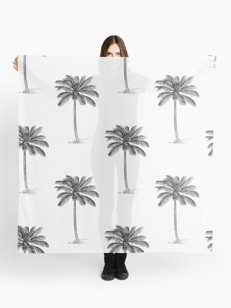 750x1000 Coconut Palm Trees Line Drawing Pattern Scarf - Palm Tree Line Drawing
