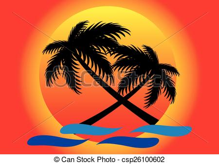 450x338 Huge Collection Of 'palm Tree Sunset Drawing' Download More Than - Palm Tree Sunset Drawing