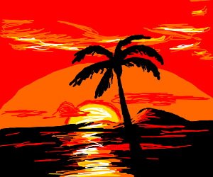 Palm Tree Sunset Drawing at PaintingValley.com | Explore collection of