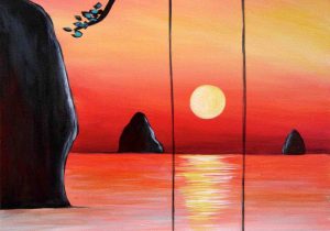 300x210 scenery hawaii sketching landscape pencil sketches seascape - Palm Tree Sunset Drawing