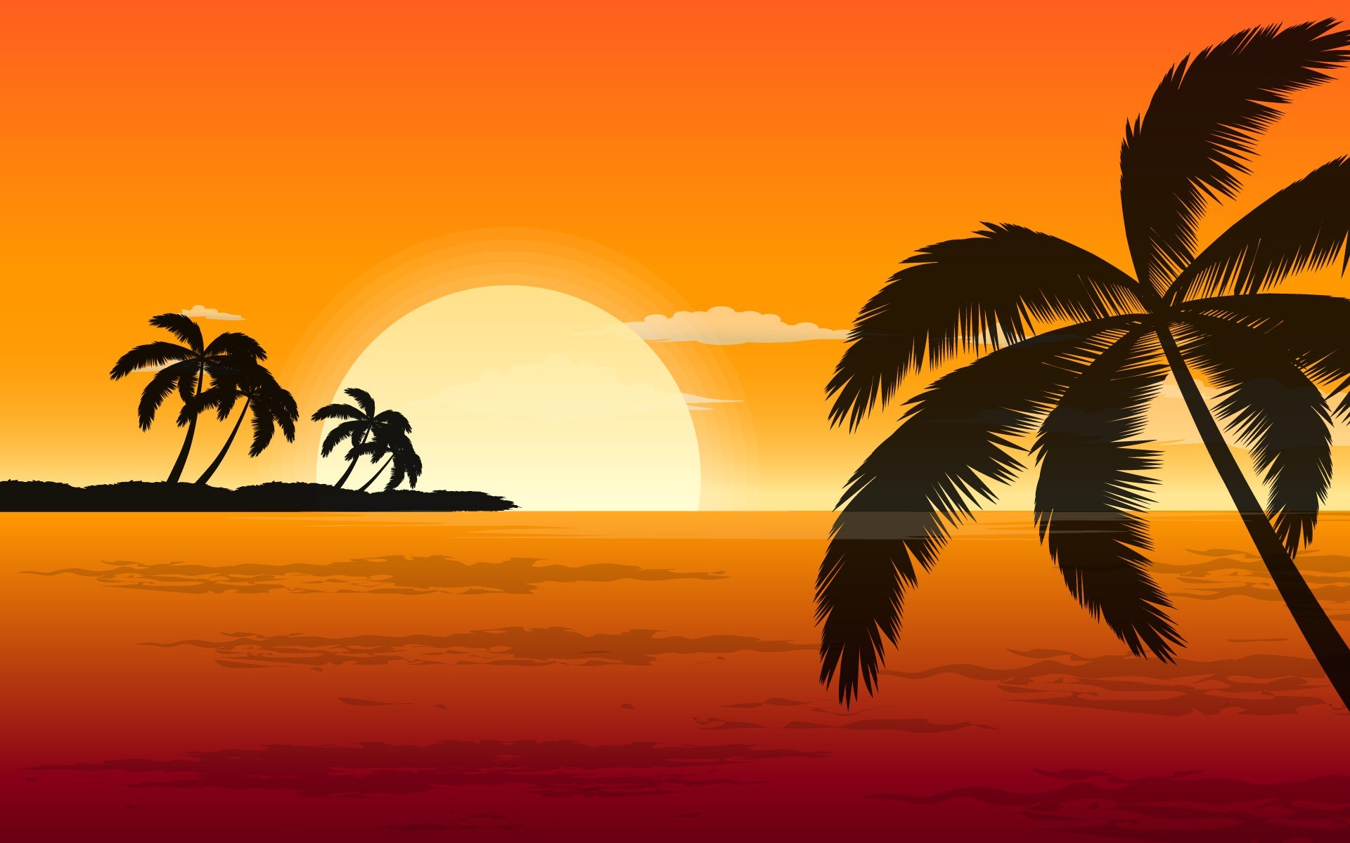 1920x1200 sunset clip art cartoon city - Palm Tree Sunset Drawing.