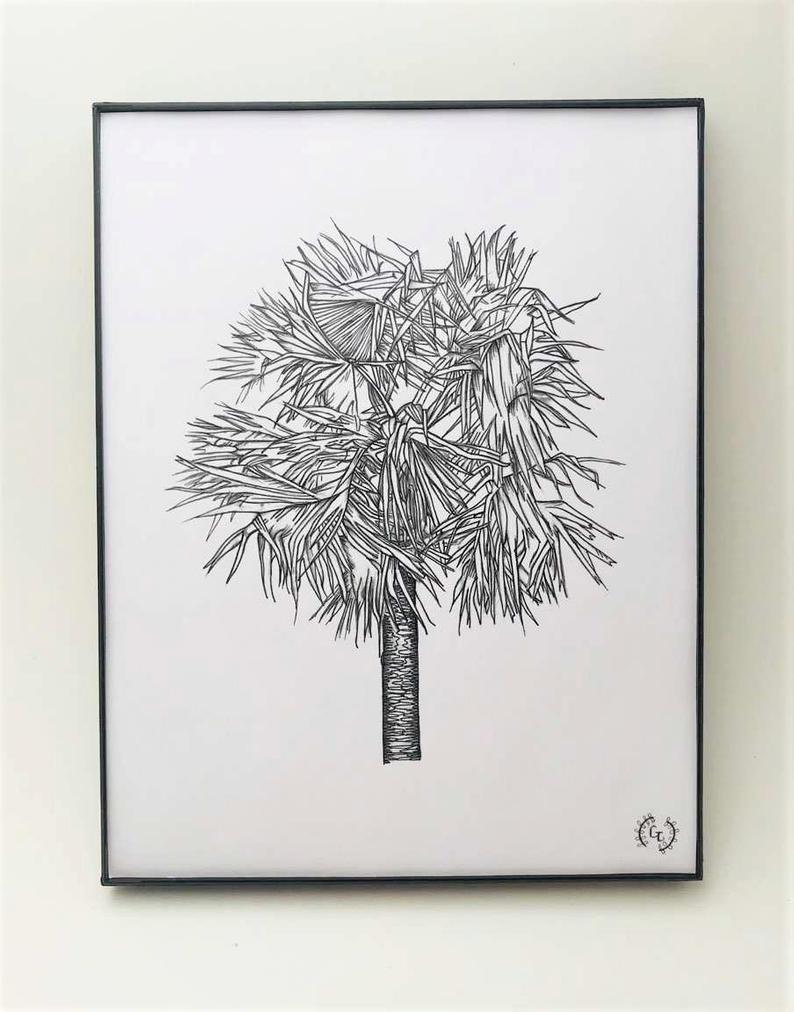 794x1012 Palm Tree Drawing Illustration Tropical Drawing Palm Tree Etsy - Palmetto Tree Drawing