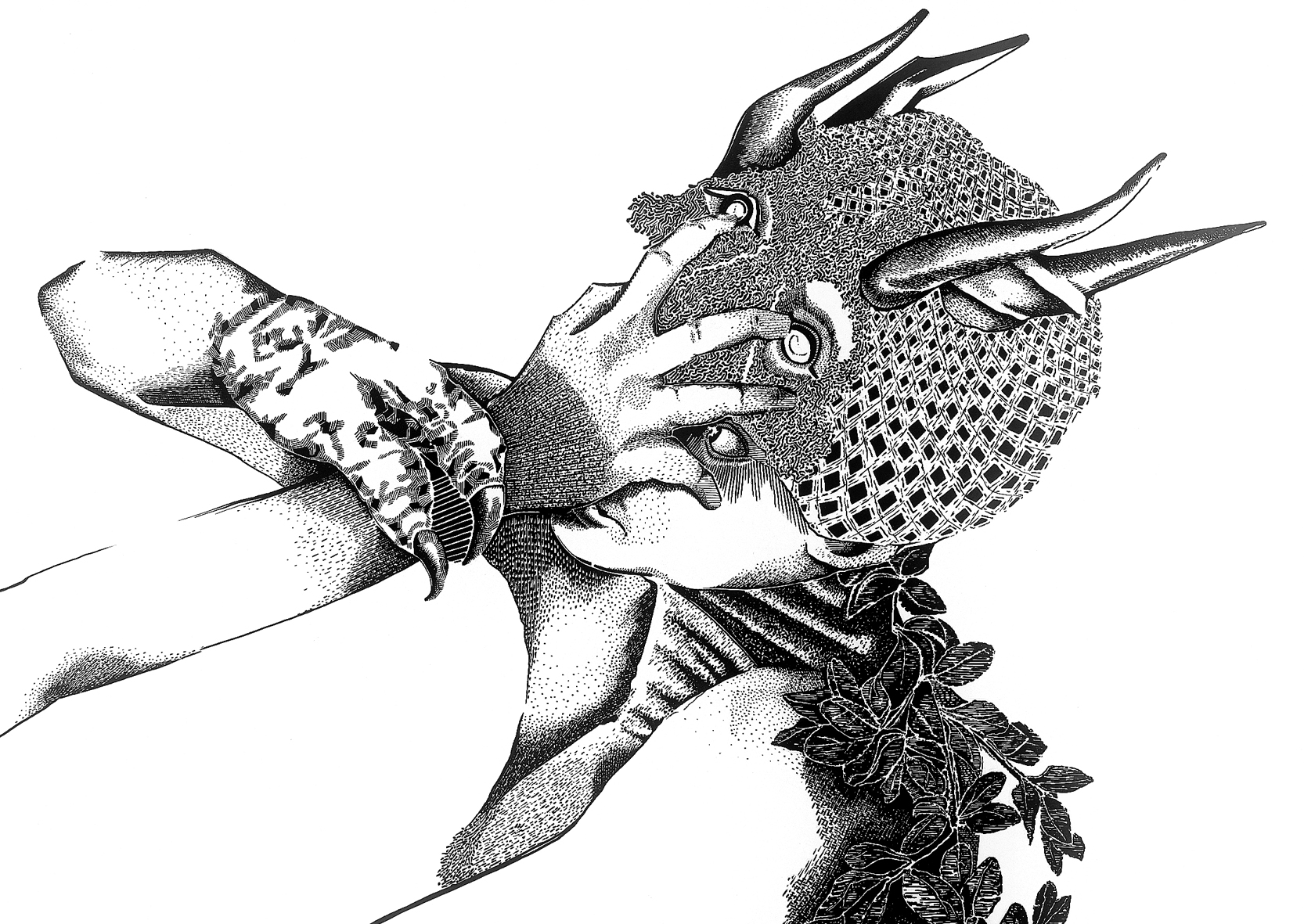 1666x1181 epic ink drawings marry ancient sculpture and modern dance - Pan Drawing