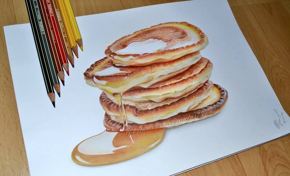 960x585 Omg, It's Amazing Pancake Drawing With Colored Pencils - Pancake Drawing