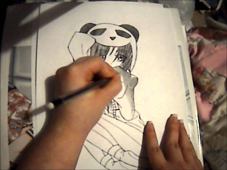 960x720 Anime Panda Girl Drawing!! - Panda Anime Drawing