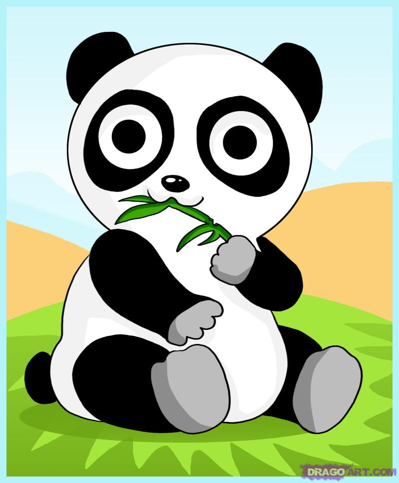 800x969 How To Draw A Cartoon Panda Bear, Step - Panda Anime Drawing