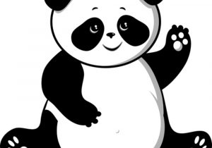 300x210 panda bear line drawing cartoon illustration of funny giant panda - Panda Bear Line Drawing