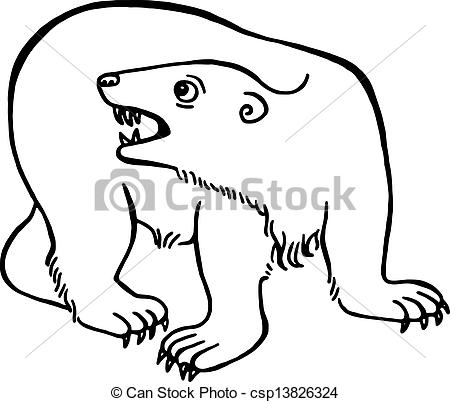 450x402 Polar Bear Line Drawing - Panda Bear Line Drawing
