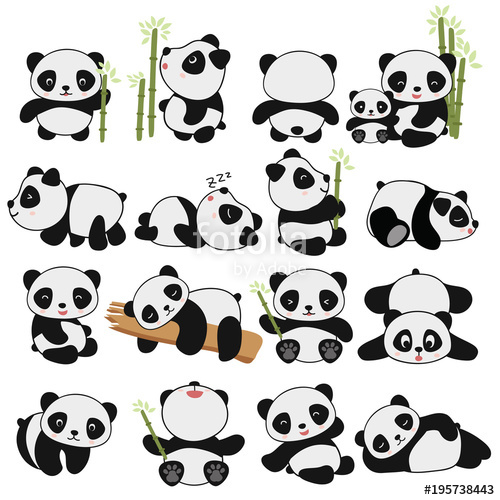500x500 hand drawing cute panda with a lot of variation stock image - Panda Drawing